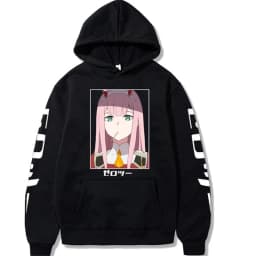 Harajuku Anime Darling In The Franxx Zero Two Graphic Print Hooded Men Women Hoodies Casual Sweatshirt Female Trendy Pullover