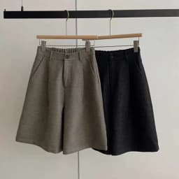 Chic Women Thicken Warm Loose Pockets Faux Woolen Straight Shorts 2025 Autumn Winter High Waist Ladies Wide Leg Shorts N190
