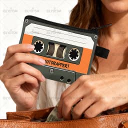 Cute Tape Cassette Case Graphic Print Coin Purses Women Men Wallet ID Credit Card Lipstick Key Storage Bag Money Coin Bag