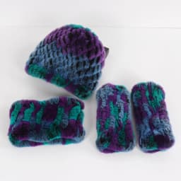 Women's Winter Knitted Real Rex Rabbit Fur Hat Scarf Gloves Set Natural Warm 3-Piece Ensemble Includes Fur Cap Scarves Mitt
