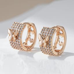 Kienl Hot Full Shiny Natural Zircon Butterfly Drop Earring for Women Fashion 585 Rose Gold Color Crystal Daily Vintage Jewelry