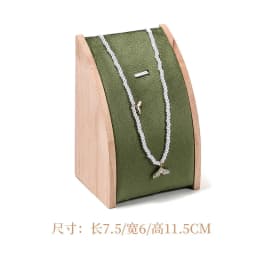 Solid Wood Green Velvet Jewelry Display Stand for Ring Stud Necklace Pendant Bracelet Storage and Display Rack