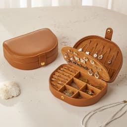 1pcs Single Layer Storage Box Ladies Travel Leather Jewelry Box Classic Black Pure White Fashion Brown Storage Box