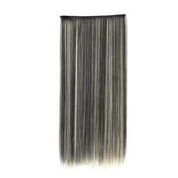 24Inch Synthetic Long Straight 5 Clips One Piece Invisible Hair Extensions Black Brown Hairpiece for Women