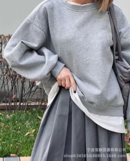 Pullover Loose Fit Hoodie Casual with Crew Neck Long Sleeve Standard Length Single Pullover Closure Japanese Korean Women Hoodie