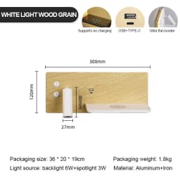 Multifunction Wall Lamp With Led Phone Wireless Charger Shelf Night Lighting Table Bed Reading Bedroom Hotel Bedside USB Sconces