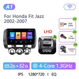 2Din Android Car Stereo Radio For Honda Fit Jazz City 2001-2008 Multimedia Player Navigation GPS Carplay Auto No DVD With Screen