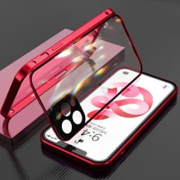 360° Metal Magnetic Double Sided Glass Cover With Lens Protection For IPhone16 14 15 Pro Max For IPhone13 12 11 Double Lock Case