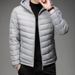 Lightweight Short down Cotton Jacket for Men Autumn Winter Fashion Urban Style Hooded Coat Thin Model Regular Length Silk Cotton