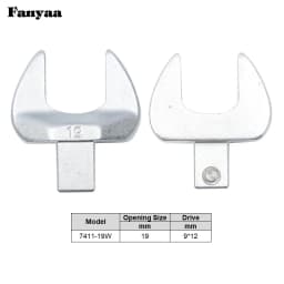 Fanyaa Square Drive 9x12 Open End Wrench Interchangeable Torque Head, Individual Crowfoot Wrench Full Polish 7-19mm