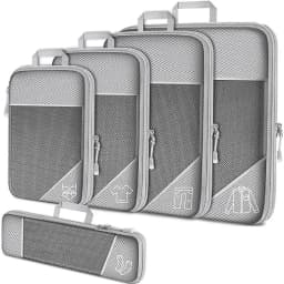 5PCS Travel Compressed Packing Cubes Storage Organizer Set With Shoe Bag Mesh Visual Luggage Portable Lightweight Suitcase Bag