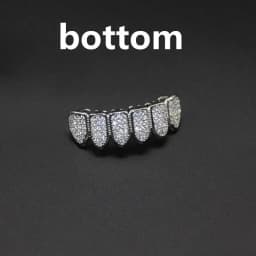 Hiphop Teeth Grillz Set for Unisex Top Bottom Mouth Silver Color Teeth Grills Tooth Cap Removable Dental Fashion Body Jewelry