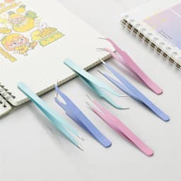 2pcs Anti-static Stainless Steel Tweezers Set Makeup Nail Art Eyelash Extension Tweezer Handmade Tool Kit for Maintenance Repair