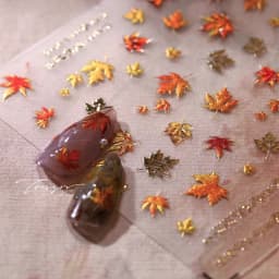5D Embossed Jelly Maple Leaf Nail Art Sticker Gold Red Autumn Maple Leaves Nail Decals Self-Adhesive Fall Leaf Nail Art Sliders