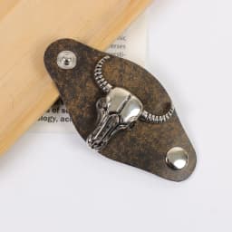 Western style cow head square scarf buckle retro metal denim square scarf clip unisex PU leather scarf buckle belt
