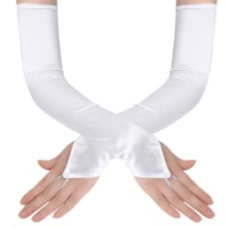 Summer 49CM Long Women Sunscreen Finger Hook Cover Up Scars Drive Ride Gloves Satin Dinner Dress Etiquette Mittens