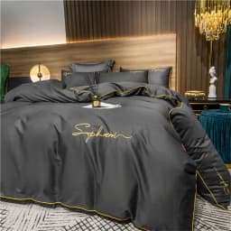 Svetanya Solid Cotton Embroidery Bed Linens Hotel Home Bedding Sets Sheet Pillowcase Duvet Cover Set