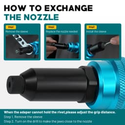 LIBRATON Rivet Gun Adapter Rivet Attachment for Electric Drill and Cordless Electric Power Drill Easy Processing for Pop Rivets