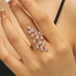 Huitan Aesthetic Flower Adjustable Finger Ring Female Brilliant Zirconia Jewelry for Engagement Ceremony Delicate Accessories