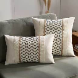 Rustic Retro Square Boho Lumbar Throw Pillow Case Soft Linen Farmhouse Cushion Covers Neutral Sofa Living Room Home Decorative
