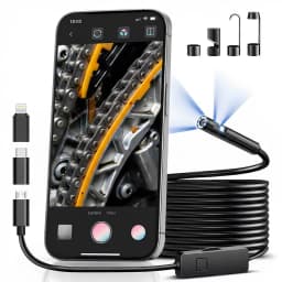 1920P HD Endoscope Camera with Semi-Rigid Snake Borescope, 8 Adjustable LED Lights, IP67 Waterproof Inspection for iOS & Android