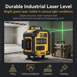 L FINE Green Beam Laser Level 16 Lines 3D 360° Horizontal & Vertical Self-Leveling Measuring Tool – Model 360-01
