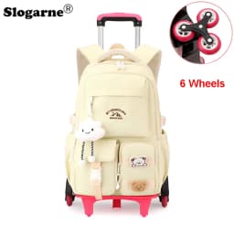 2026 Children Wheeled Backpack Students Schoolbag Rolling Backpacks Bag Kids School Trolley Bookbag Girls School Bag with Wheels
