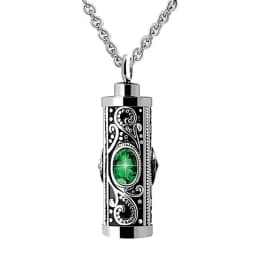 Crystal Cremation Urn Necklace for Ashes Keepsake Cremation Jewelry for Human Ashes Stainless Steel Memorial Pendant with Flower