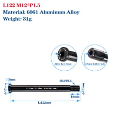 Thru Axle Skewers For MTB Road Bike Frame Fork High Strength M12/M15 Shaft Skewers For 100/110/142/148 Frame Fork Thru Axle Hub