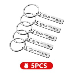 Stainless Steel Anti-lost  Customized Phone Number Key Chain for Women Men Personalized Laser Engraved Names  Bar Key Ring