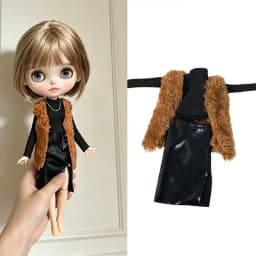 For Blythe Doll Outfit Clothes Luxury Checkered Coat Dress Set Sweet Princess Bowknot Skirt Clothing For Barbies OB24 Small 1/6