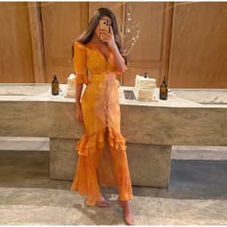 Elegant Ruffle Women's Long Dresses V Neck Half Sleeve Button Waist Cinching Pleated Dress 2026 Spring Lady Fashion Party Robes