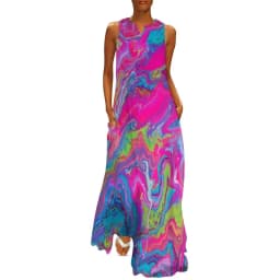 Retro Psychedelic Op Art Dress Black White Circles Night Club Maxi Dress Street Wear Bohemia Long Dresses Summer V Neck Vestidos