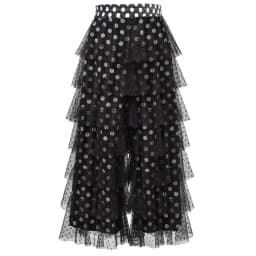Women's Sequin Tulle Pants Dots Print Elastic High Waist Tiered Loose Wide Leg Trousers for All Seasons Rave Party Clubwear