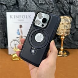 For iPhone 16 Pro Max Luxury Cortex Leather Magsafe Magnetic Stand Holder Phone Case For iPhone 13 14 15 Plus 17 18 Back Cover