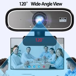 EXHQDR UHD 4K USB Webcam, New Upgraded Model with 120° Wide-Angle Lens and Manual Focus. This Plug-and-Play Computer Peripheral