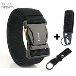 Luxury Metal Quick Release Pluggable Buckle Elastic Belt For Men Durable Tactical Belts Cowboy Outdoor Stretch Army Belt Hunting