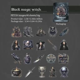 JIANWU 40 Sheets Sacred Grimoire Series Vintage Magic Witch Material Decor PET Sticker Creative DIY Journal Collage Stationery