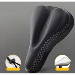 Silicone & Memory Foam Bike Seat Cover, Shock-Absorbing Anti-Slip Cushion, Magic Tape & Drawstring Options for Comfort Riding