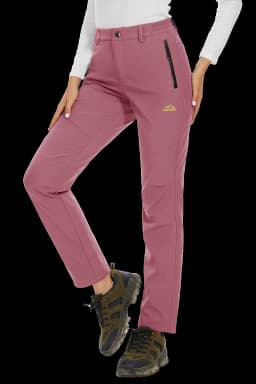 TACVASEN Women's Winter Ski Snow Softshell Fleece Lining Pants Hiking Trekking Mountain Trousers Cargo Warm Work Zipper Pockets