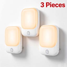 Night Light Socket with Motion Sensor, Night Light 3-Level Brightness Adjustment (On/Auto/Off), 2700 K Warm White Night Lamp