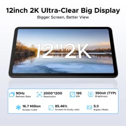 DOOGEE Android 16 U12 2 in 1 Tablet PC 12 inch Gemini AI 24GB(6 + 18) 128GB mAh Battery Widevine L1 bracket Wifi Tablet PC