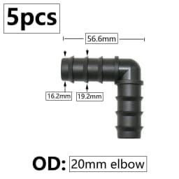 5pcs 16/20/25mm PE Pipe Barb Connector Straight Tee Elbow Plug Garden Water Hose Reducing Splitter Joint Drip Irrigation System