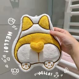 Hot Cute Cat Corgi Egg Butt Hand Towel Coral Fleece Velvet Absorbent Hanging Towel Quick-drying Thickened Handkerchief Washcloth
