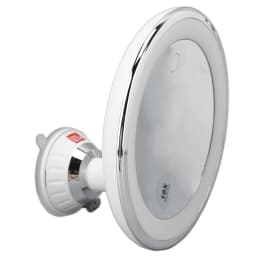 Suction Cup Makeup Mirror with 3 Light Colors Alloy 22 LED Lamp Beads 10x Magnify Rotating Mirror Easy Install Battery Powered