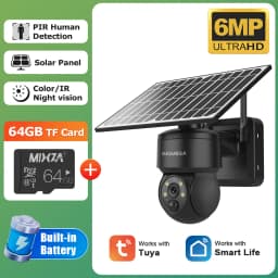 INQMEGA Tuya Smart Life 6MP Solar Camera WiFi PTZ Security CCTV Camera Wireless PIR Human Tracking Color Night Vision IP65