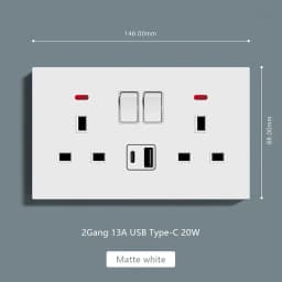 UK Standard Power Socket 13A Quick charge Plug 20W Smart Type-C Wall Outlet,220V Electrical Universal Wall Light 2way Switch