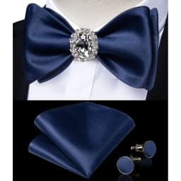 Classic White Selr-tie Bowtie with Ring Pocket Square Cufflinks Set Fashion Solid Men's Bow Tie for Wedding Groom Business Knots