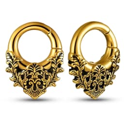 Casvort 2PCS Stainless Steel Ear Weights Hanger for Pierced Ears 4G 5mm Magnetic Clicker Ear Gauges Vintage Flower Vines Pattern