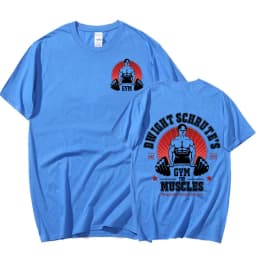 Dwight Schrute Gym for Muscles Double-sided T Shirt Tv Series The Office Michael Scott Short Sleeve T Shirts Men Cotton T-shirt